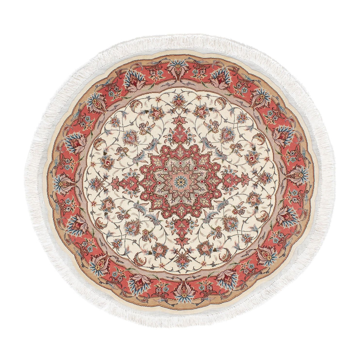 Perzisch tapijt - Tabriz - Royal rond  - 98 x 98 cm - beige