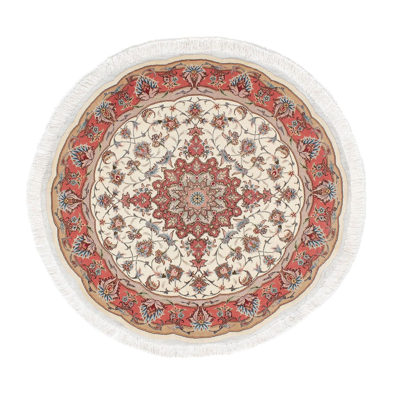 Perzisch tapijt - Tabriz - Royal rond  - 98 x 98 cm - beige