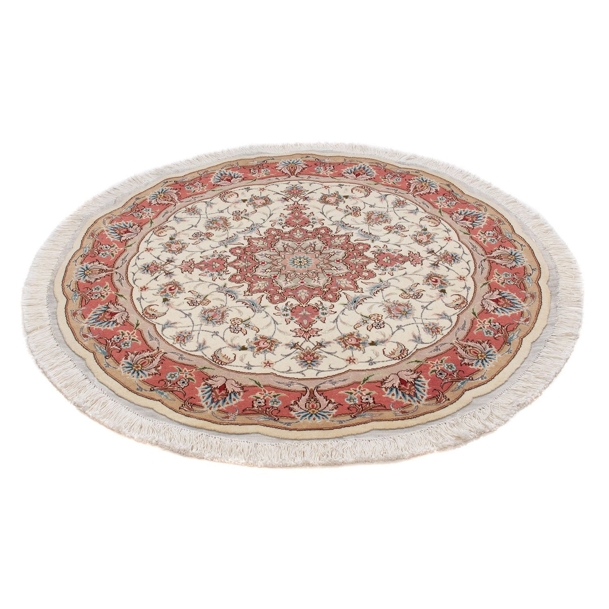 Perzisch tapijt - Tabriz - Royal rond  - 98 x 98 cm - beige