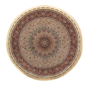 Oosters tapijt - Hereke rond  - 215 x 215 cm - lichtbruin