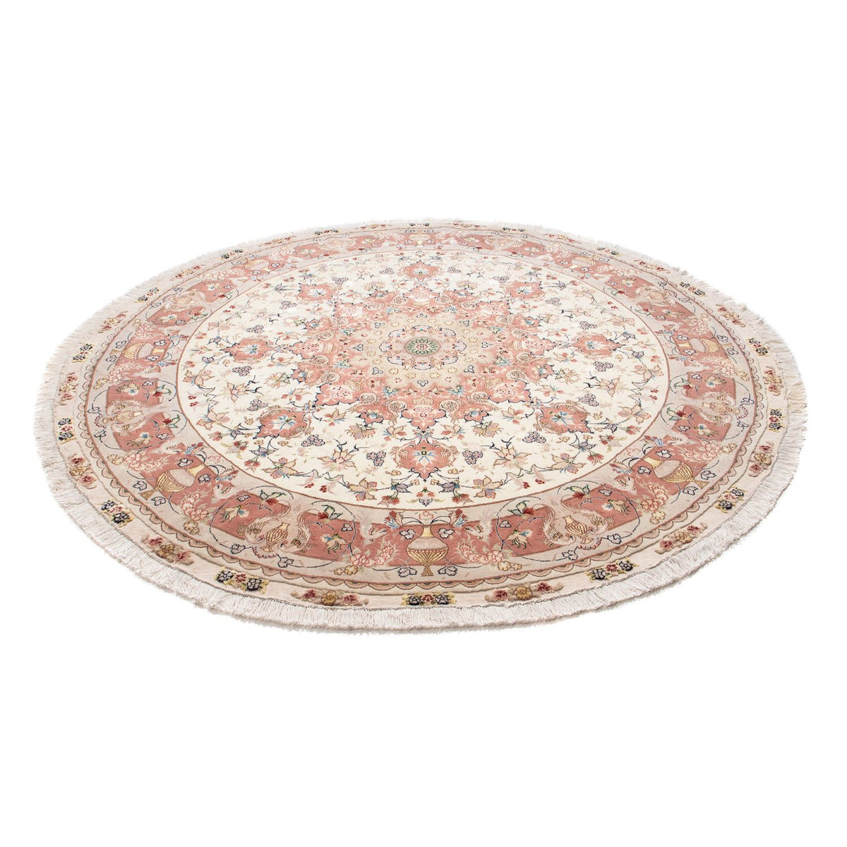 Perzisch tapijt - Tabriz - Royal rond  - 207 x 207 cm - beige