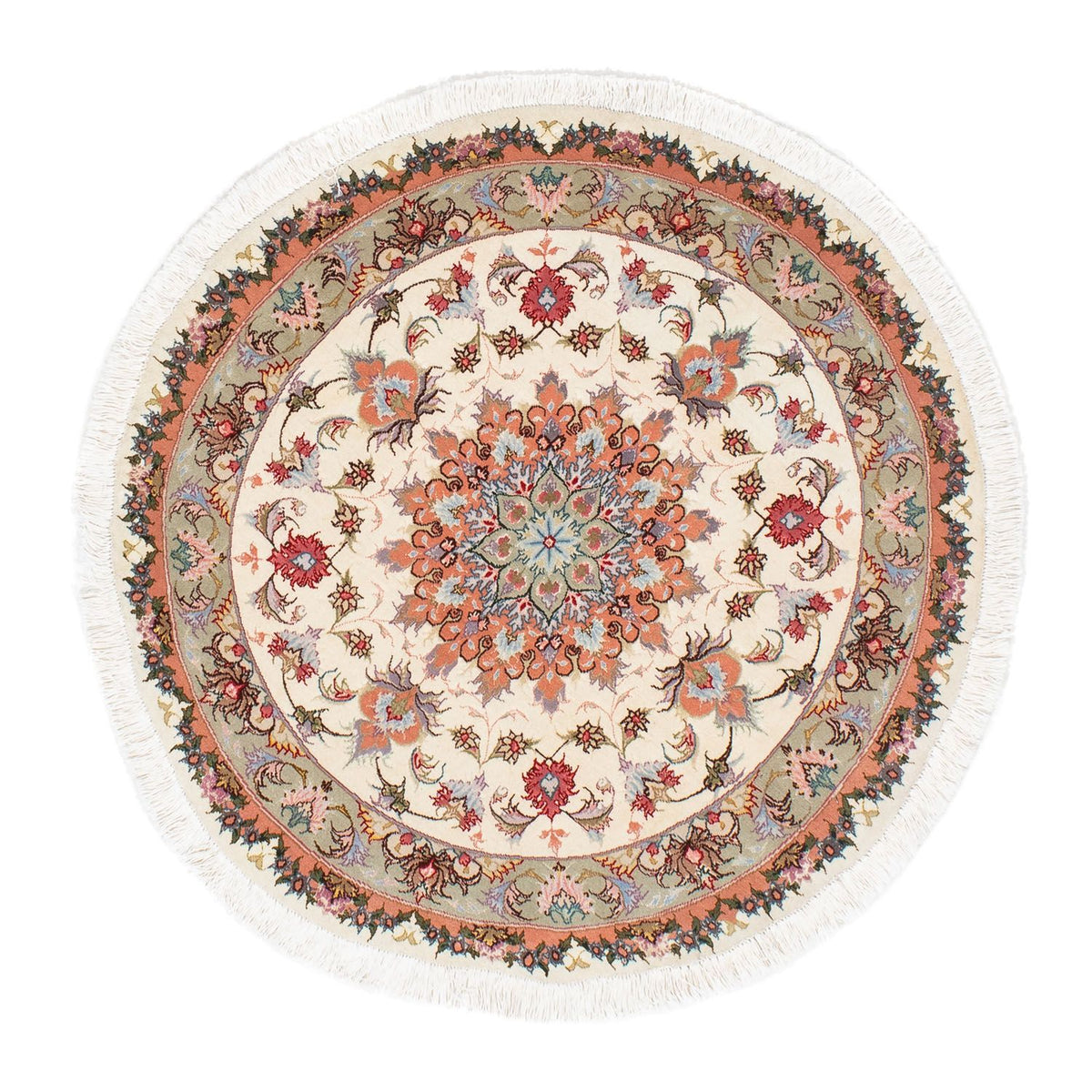 Perzisch tapijt - Tabriz - Royal rond  - 100 x 100 cm - beige