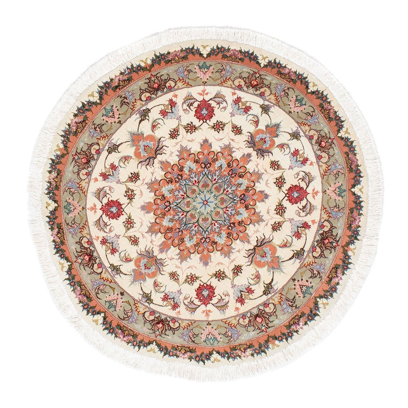Perzisch tapijt - Tabriz - Royal rond  - 100 x 100 cm - beige