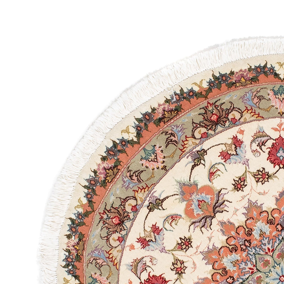 Perzisch tapijt - Tabriz - Royal rond  - 100 x 100 cm - beige