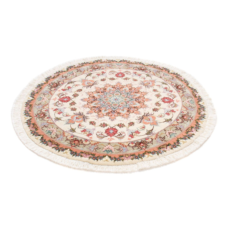 Perzisch tapijt - Tabriz - Royal rond  - 100 x 100 cm - beige