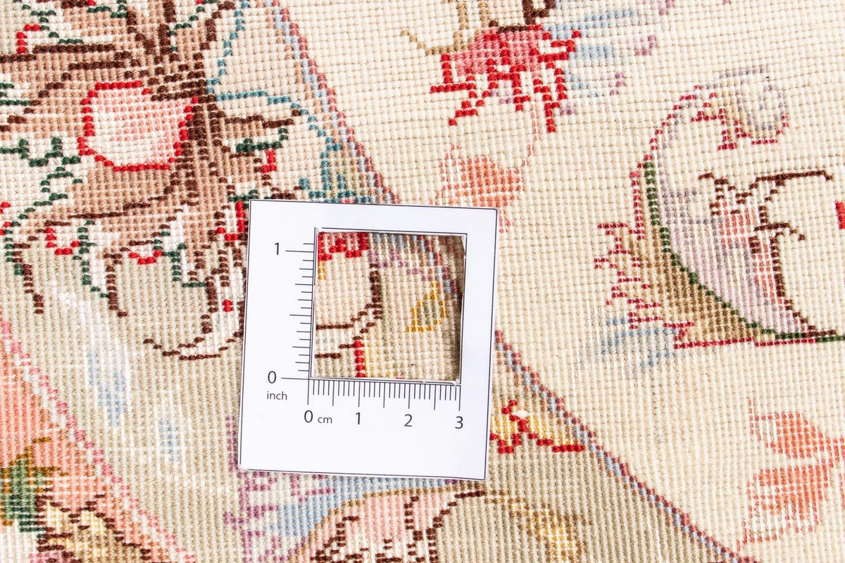 Perzisch tapijt - Tabriz - Royal rond  - 100 x 100 cm - beige