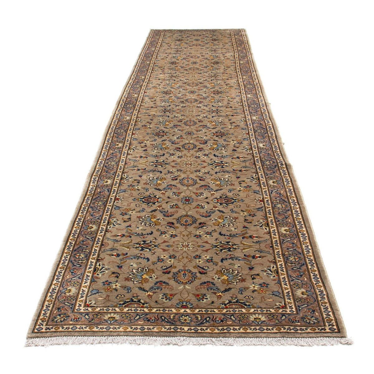 Loper Perzisch tapijt - Keshan - 503 x 104 cm - beige