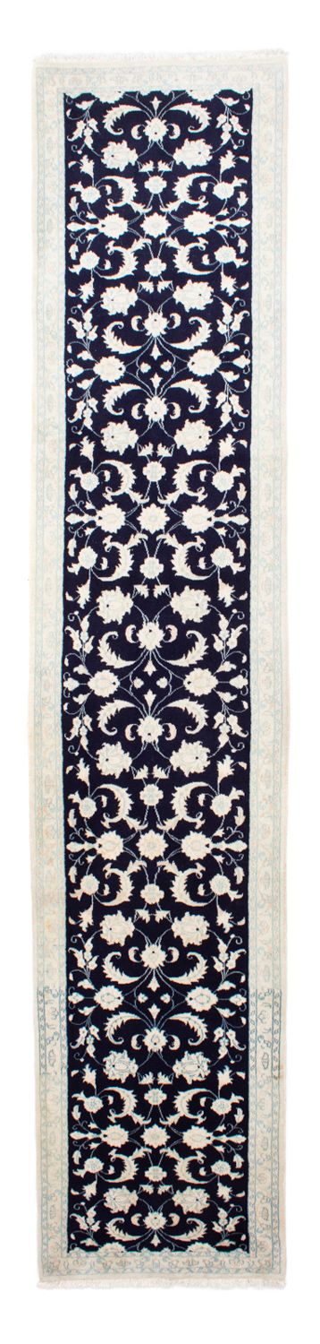 Loper Perzisch tapijt - Nain - 393 x 83 cm - donkerblauw