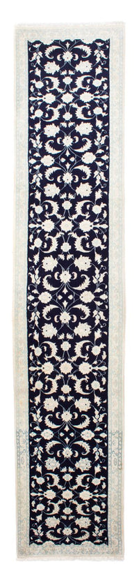 Loper Perzisch tapijt - Nain - 393 x 83 cm - donkerblauw