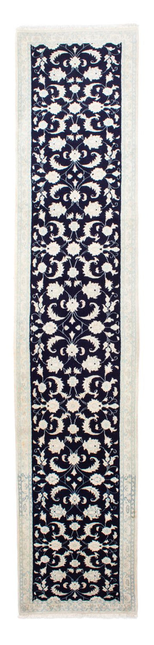 Loper Perzisch tapijt - Nain - 393 x 83 cm - donkerblauw