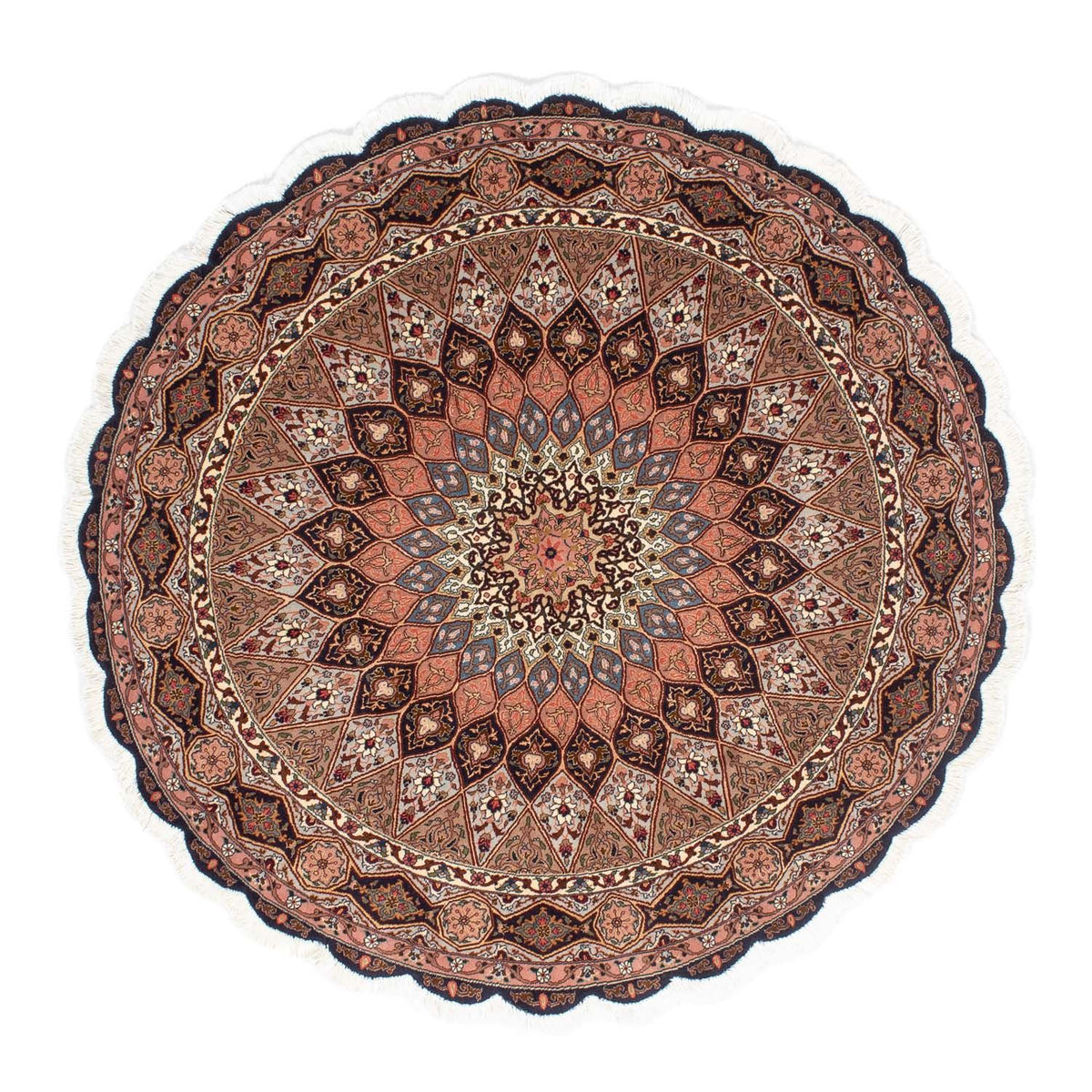 Perzisch tapijt - Tabriz - Royal rond  - 150 x 150 cm - bruin