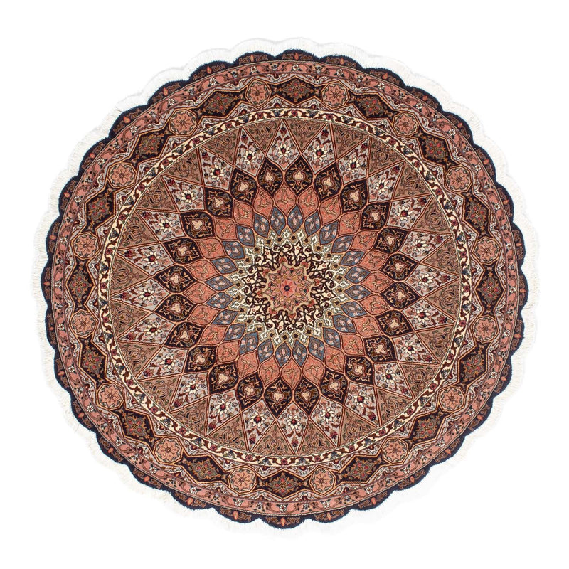Perzisch tapijt - Tabriz - Royal rond  - 150 x 150 cm - bruin