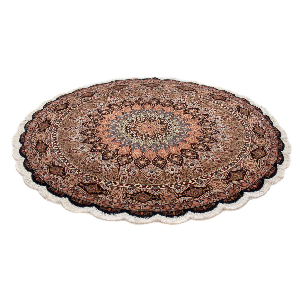 Perzisch tapijt - Tabriz - Royal rond  - 150 x 150 cm - bruin