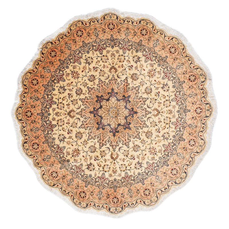 Perzisch tapijt - Tabriz - Royal rond  - 195 x 195 cm - beige