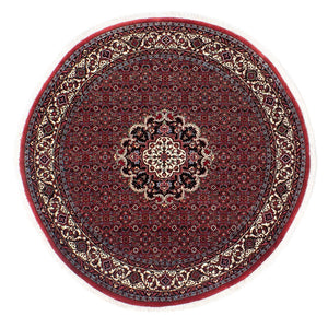 Perzisch tapijt - Bijar rond  - 150 x 150 cm - donkerrood