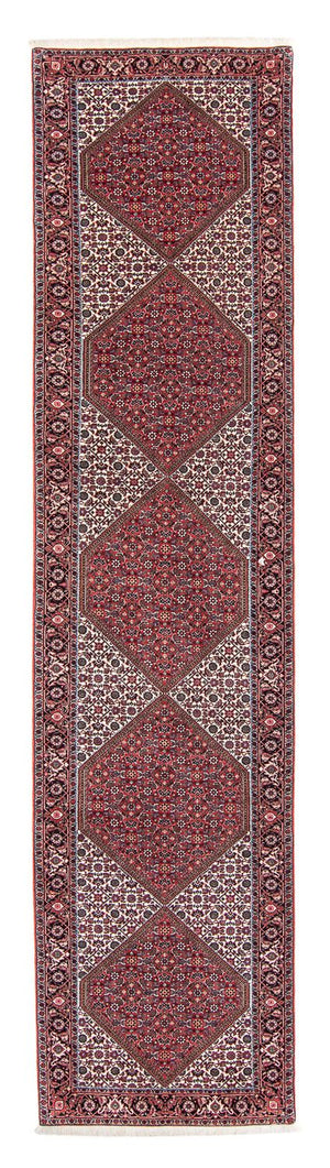 Loper Perzisch tapijt - Bijar - 403 x 86 cm - donkerrood