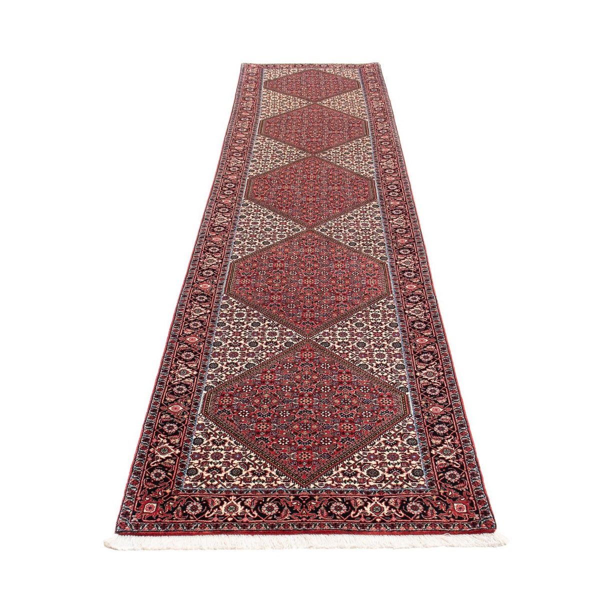 Loper Perzisch tapijt - Bijar - 403 x 86 cm - donkerrood