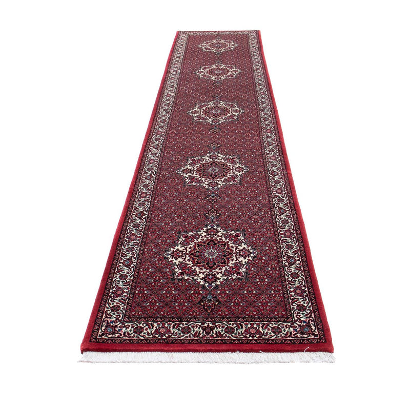 Loper Perzisch tapijt - Bijar - 398 x 83 cm - donkerrood