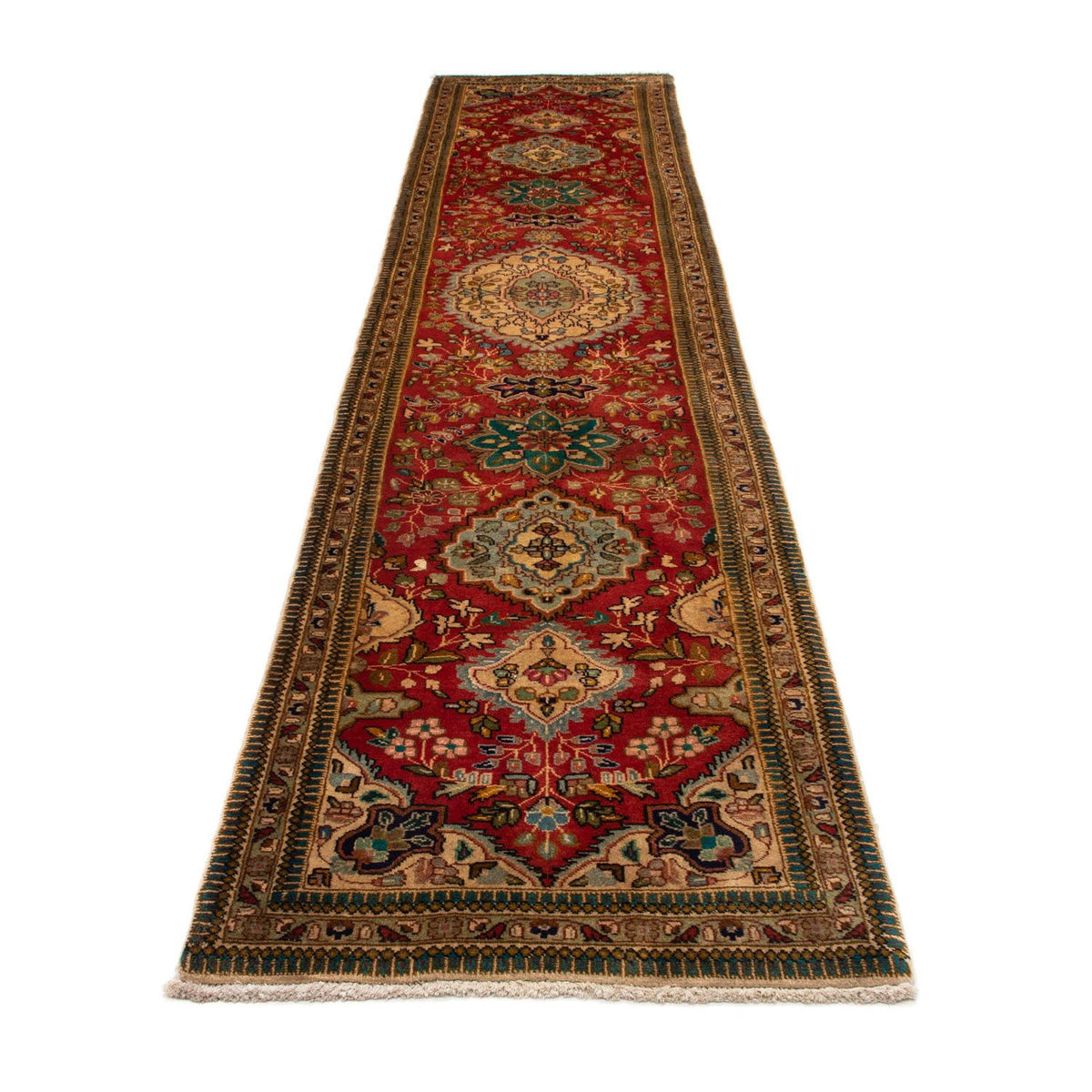 Loper Perzisch tapijt - Tabriz - Royal - 365 x 78 cm - rood