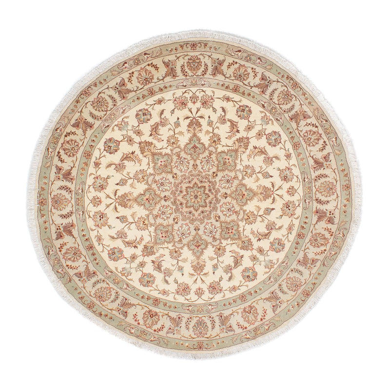 Perzisch tapijt - Tabriz - Royal rond  - 146 x 146 cm - beige