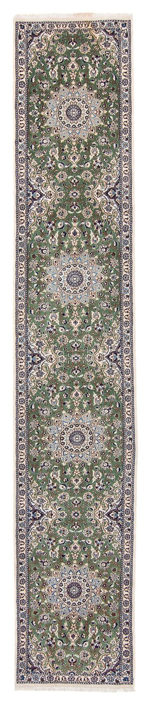 Loper Perzisch tapijt - Nain - Koninklijk - 410 x 62 cm - groen