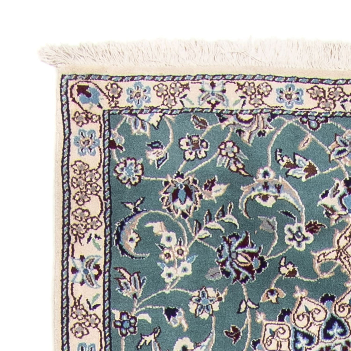 Loper Perzisch tapijt - Nain - Koninklijk - 394 x 88 cm - lichtblauw