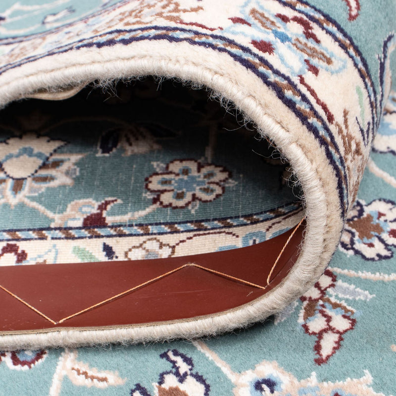 Loper Perzisch tapijt - Nain - Koninklijk - 394 x 88 cm - lichtblauw