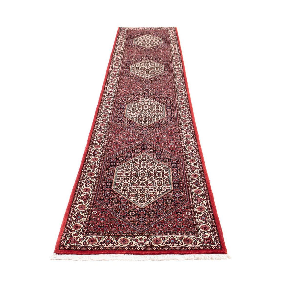 Loper Perzisch tapijt - Bijar - 415 x 82 cm - donkerrood