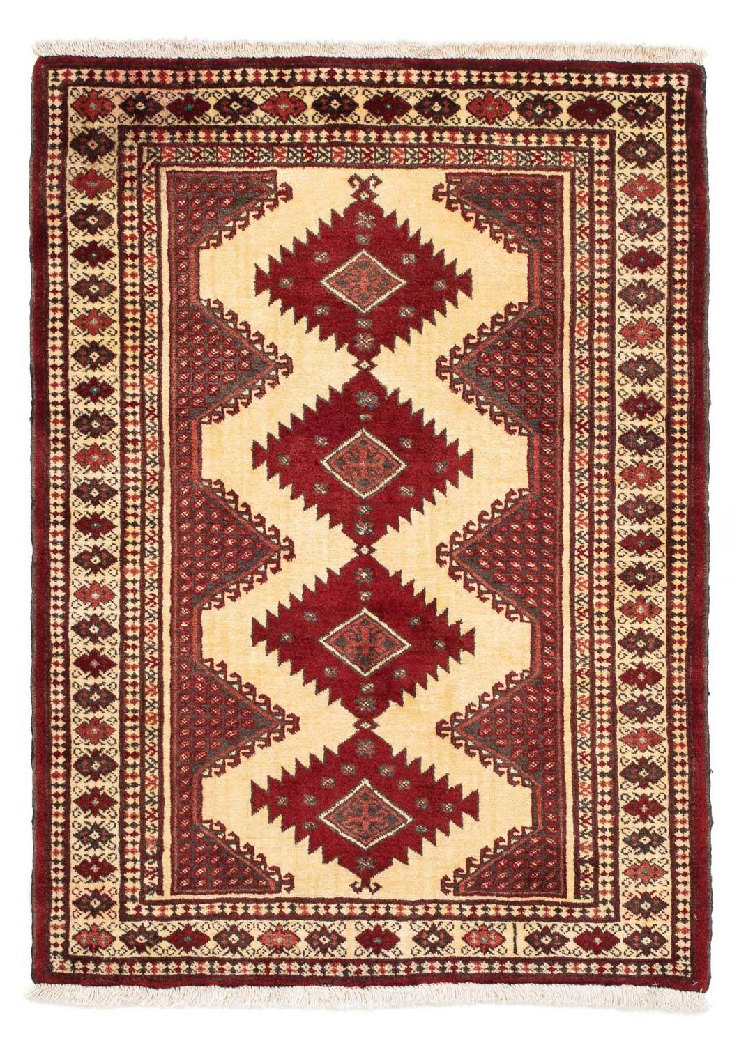 Turkaman tapijt - 133 x 92 cm - donkerrood