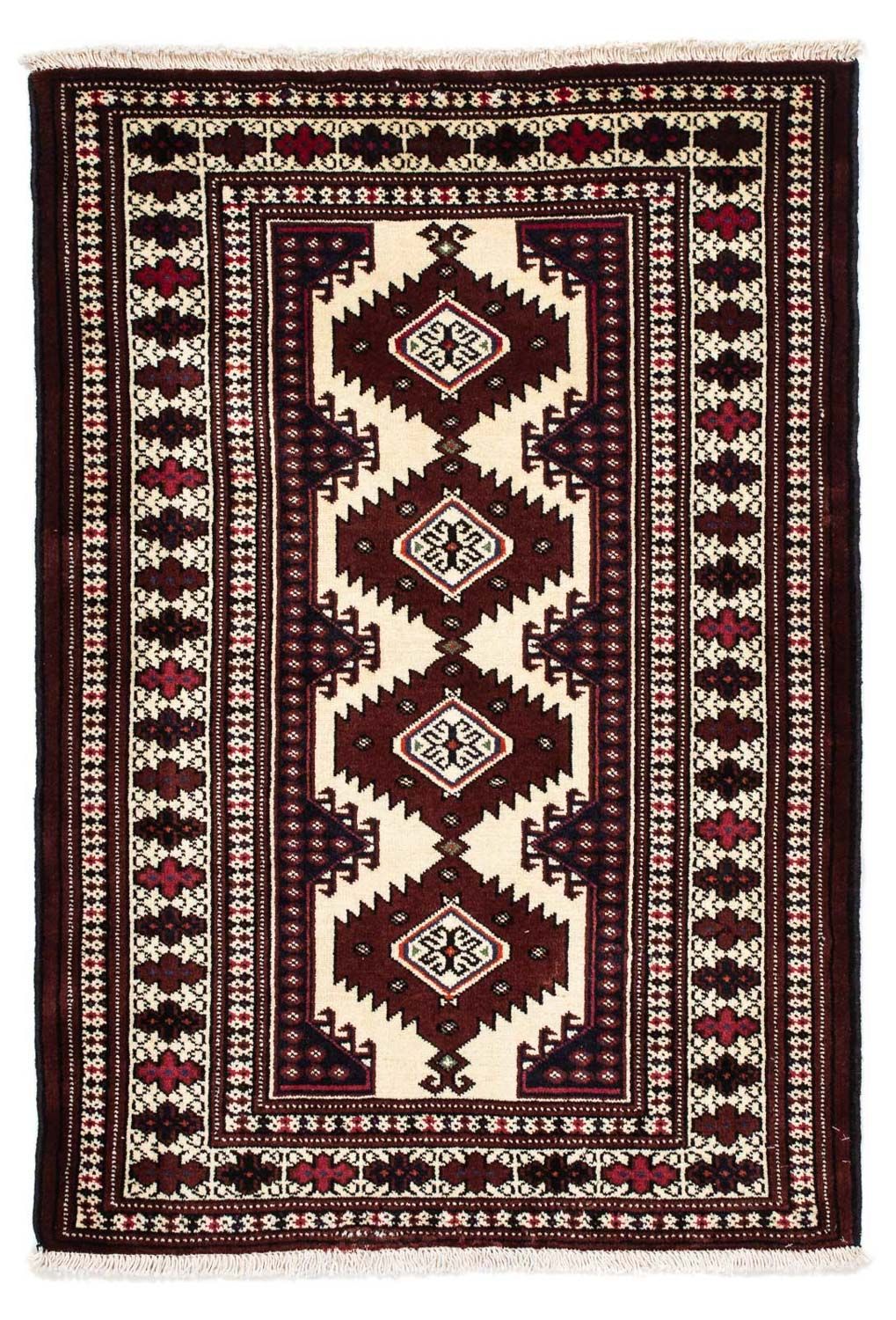 Turkaman tapijt - 135 x 90 cm - donkerrood