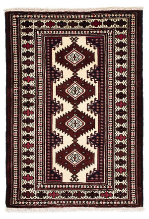 Turkaman tapijt - 135 x 90 cm - donkerrood