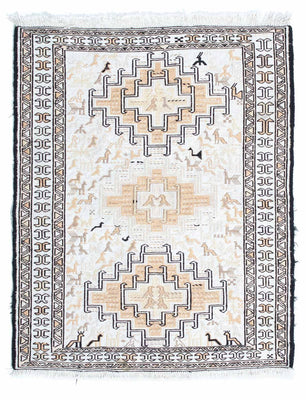 Kelim tapijt - Oosters - 95 x 71 cm - beige