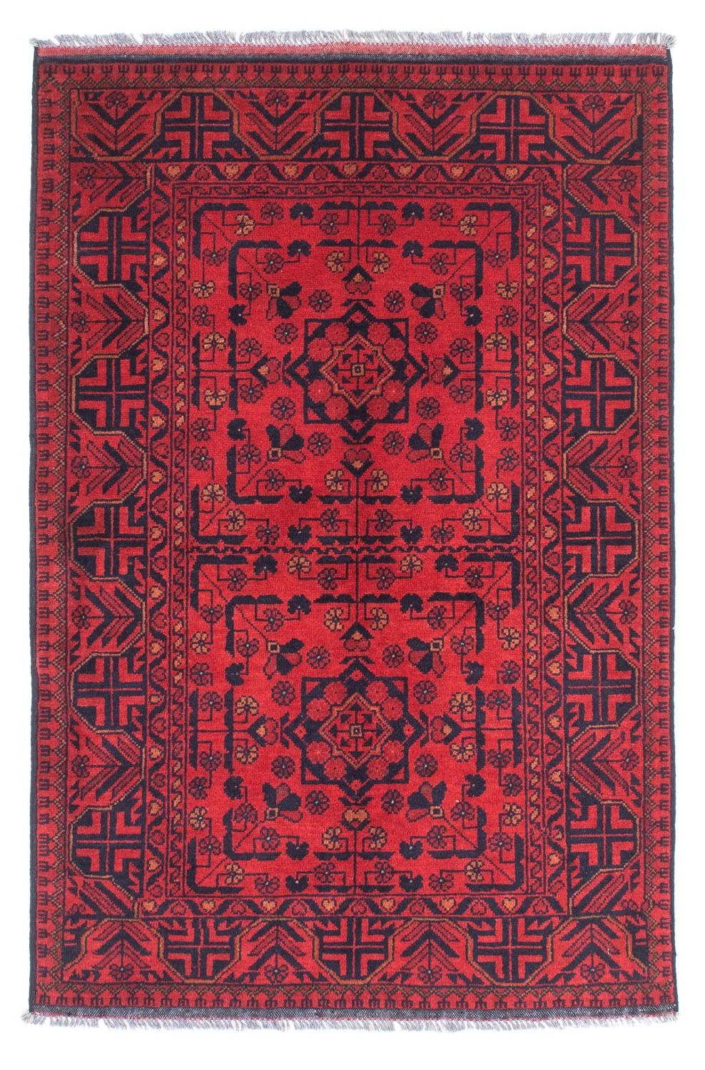 Afghaans tapijt - Kunduz - 144 x 98 cm - donkerrood