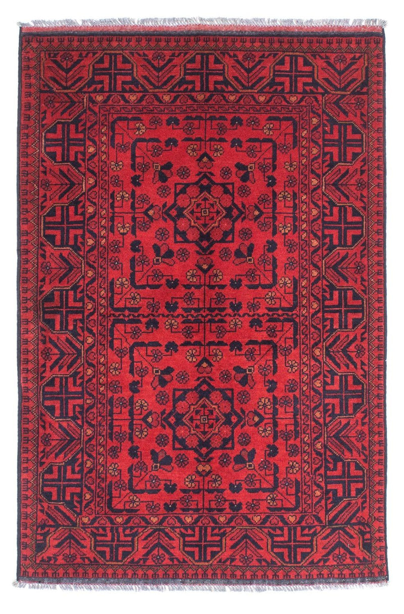 Afghaans tapijt - Kunduz - 144 x 98 cm - donkerrood