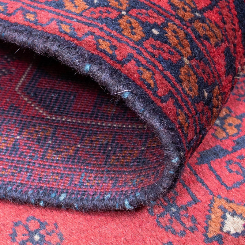 Loper Afghaans tapijt - Kunduz - 298 x 83 cm - donkerrood