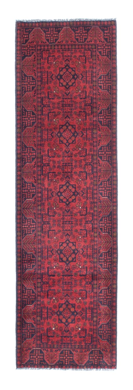 Loper Afghaans tapijt - Kunduz - 287 x 84 cm - donkerrood