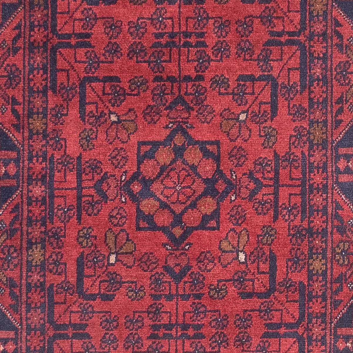 Loper Afghaans tapijt - Kunduz - 287 x 84 cm - donkerrood