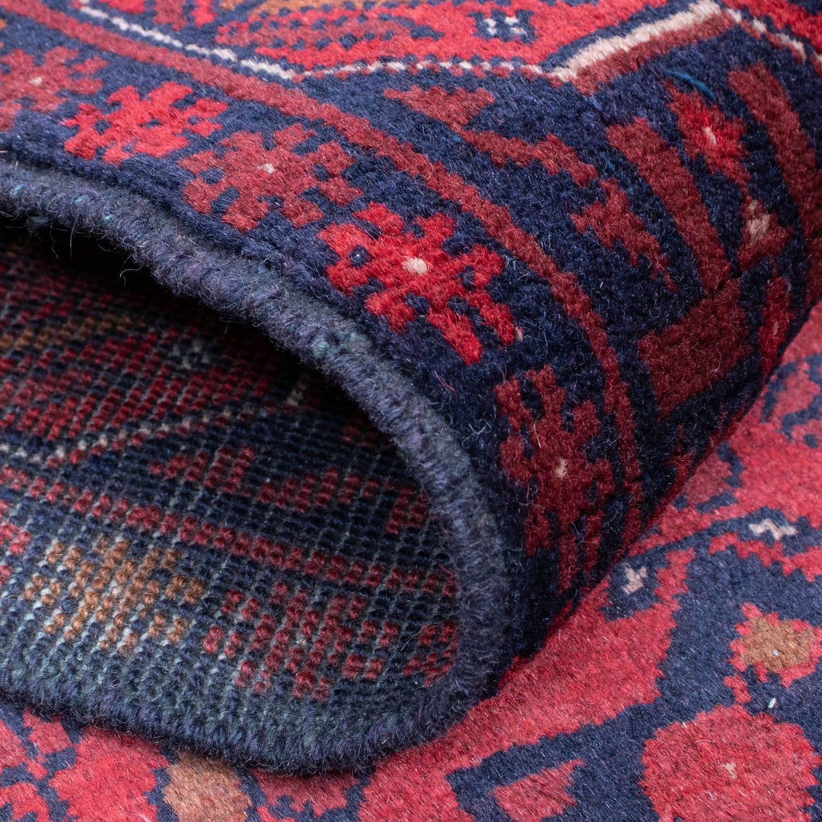 Loper Afghaans tapijt - Kunduz - 287 x 84 cm - donkerrood