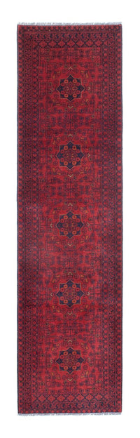 Loper Afghaans tapijt - Kunduz - 288 x 80 cm - donkerrood