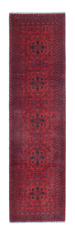 Loper Afghaans tapijt - Kunduz - 288 x 80 cm - donkerrood