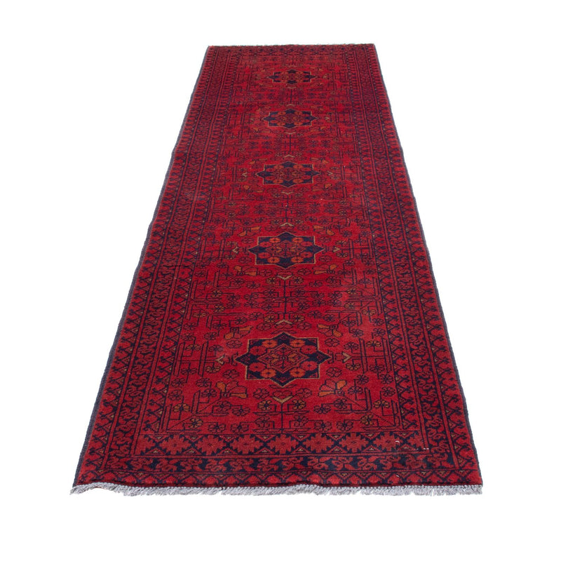 Loper Afghaans tapijt - Kunduz - 288 x 80 cm - donkerrood