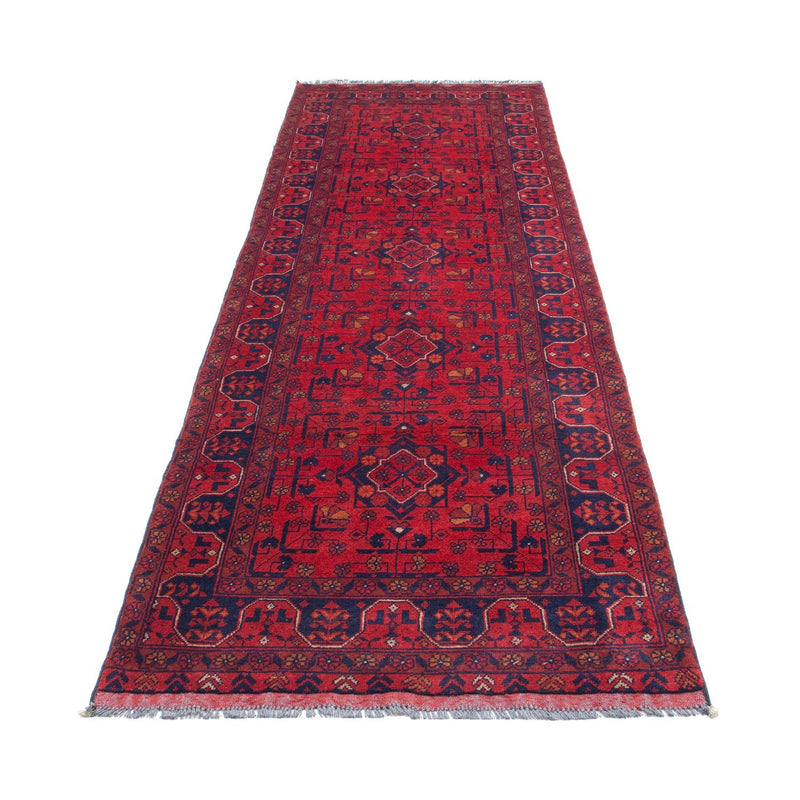 Loper Afghaans tapijt - Kunduz - 285 x 83 cm - donkerrood