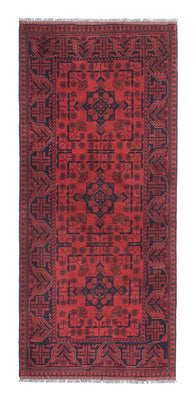Loper Afghaans tapijt - Kunduz - 190 x 83 cm - donkerrood