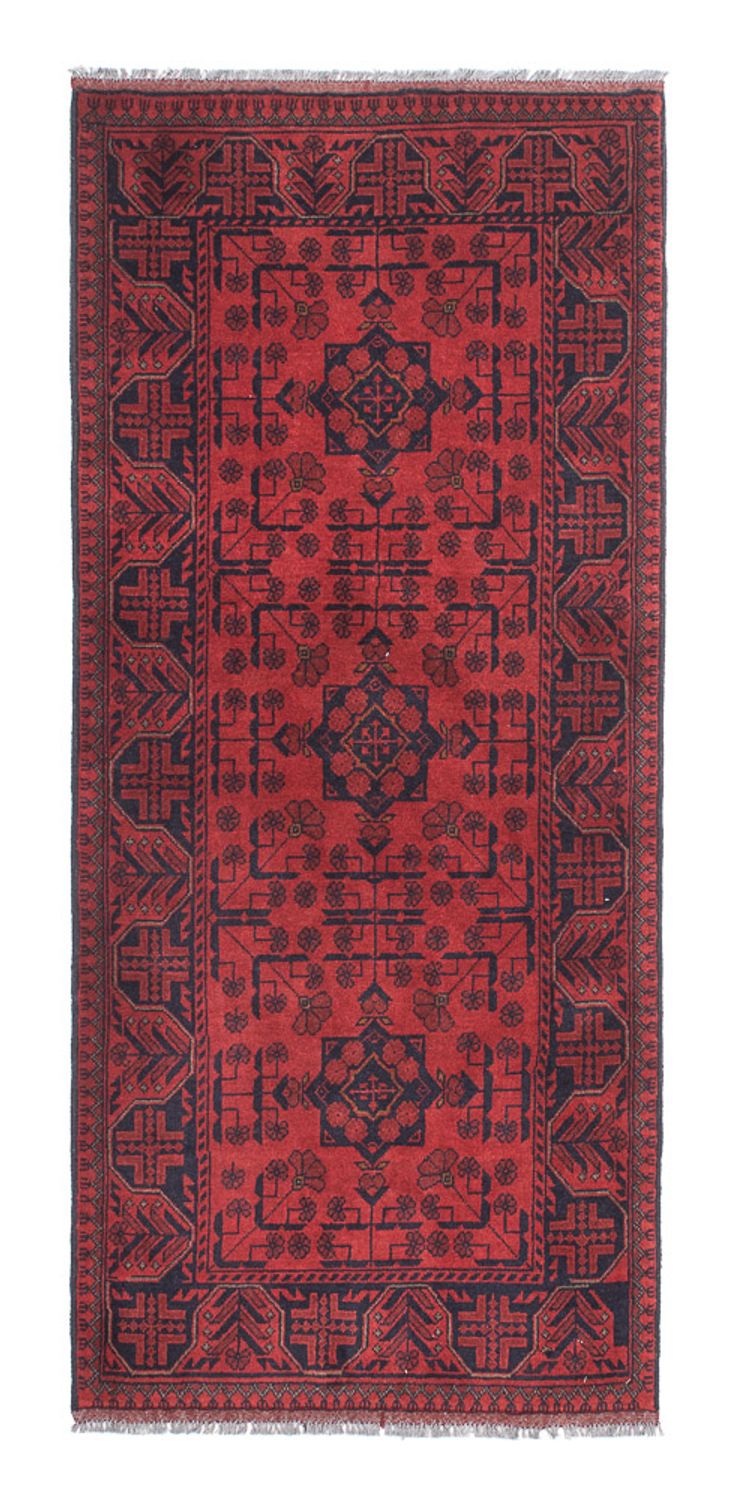 Loper Afghaans tapijt - Kunduz - 190 x 83 cm - donkerrood