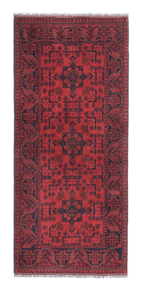 Loper Afghaans tapijt - Kunduz - 190 x 83 cm - donkerrood