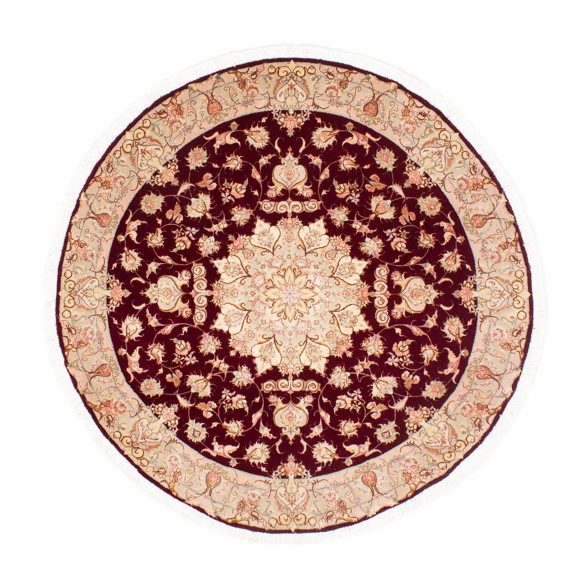 Perzisch tapijt - Tabriz - Royal rond  - 150 x 150 cm - donkerrood