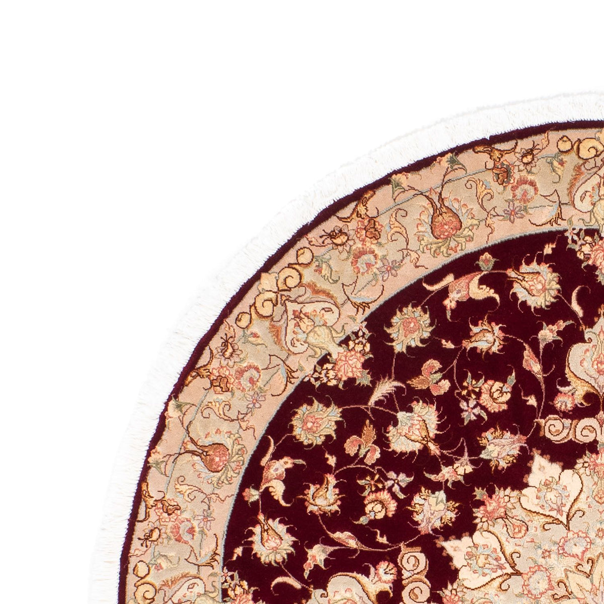 Perzisch tapijt - Tabriz - Royal rond  - 150 x 150 cm - donkerrood