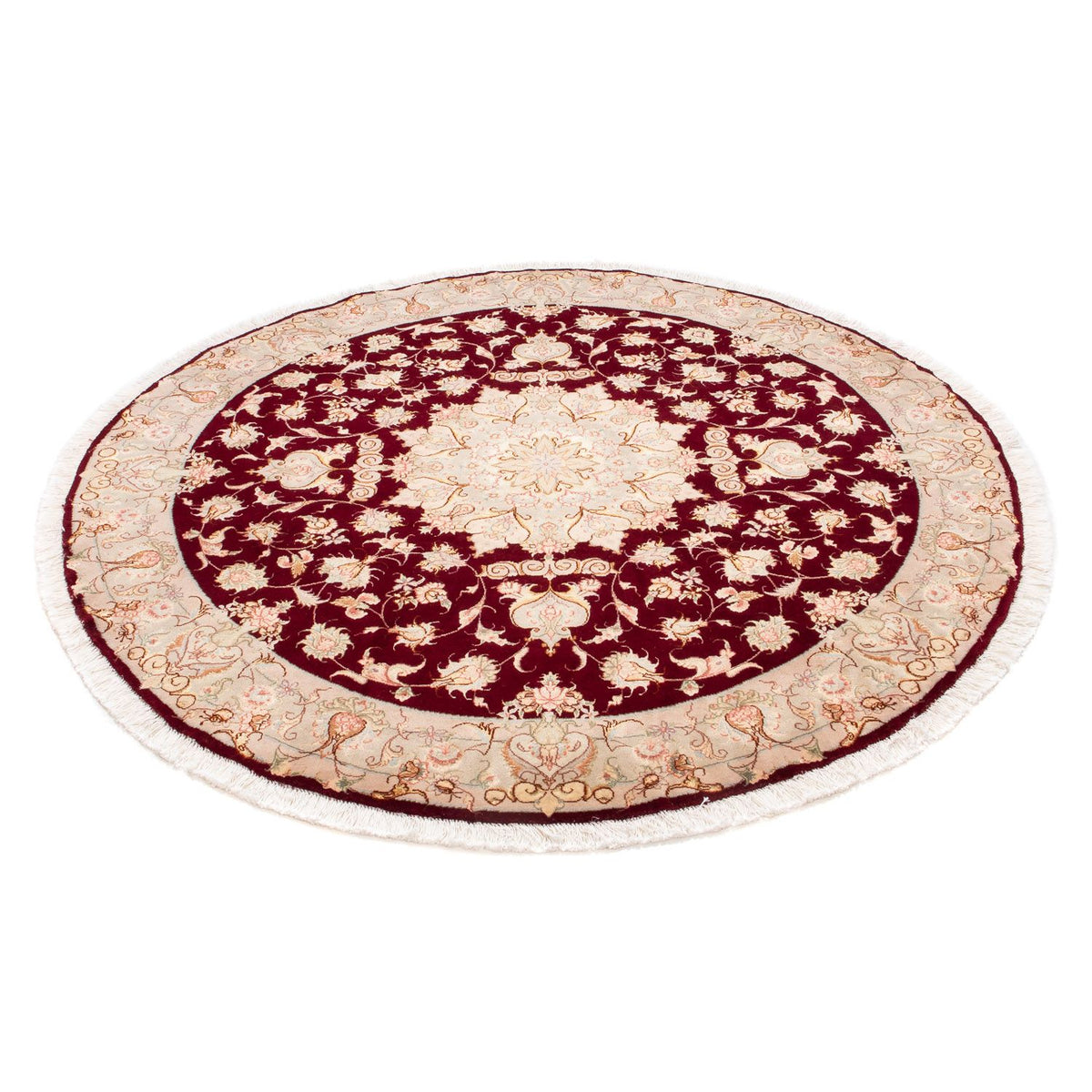 Perzisch tapijt - Tabriz - Royal rond  - 150 x 150 cm - donkerrood