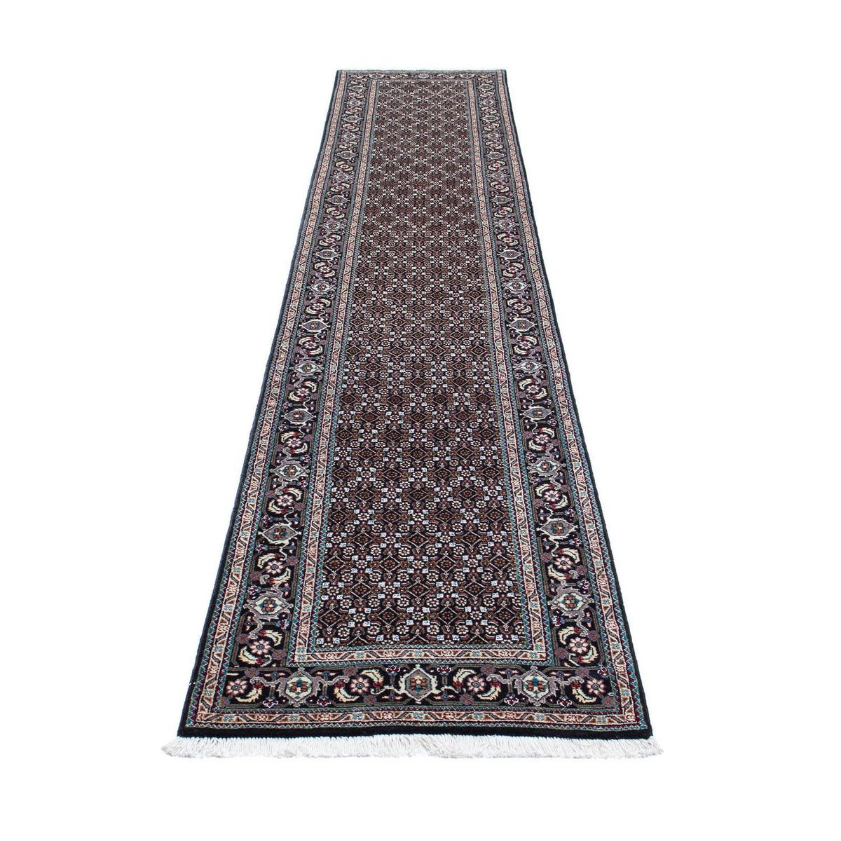 Loper Perzisch tapijt - Tabriz - 381 x 66 cm - grijs