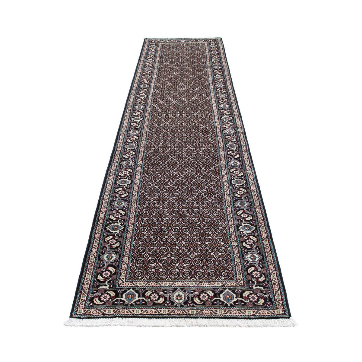 Loper Perzisch tapijt - Tabriz - 388 x 77 cm - grijs